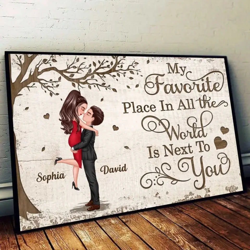 Favorite Place In The World Couple Kissing Personalized Poster, Gift For Him, For Her