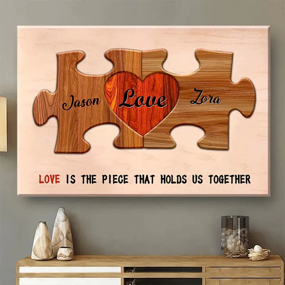 Personalized Couple Names Sign, Anniversary Gifts Idea for Him Her, Custom Heart Puzzle Pieces