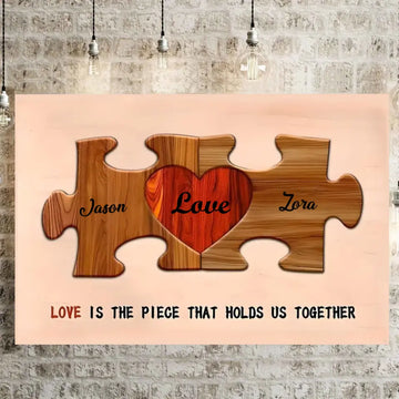 Personalized Couple Names Sign, Anniversary Gifts Idea for Him Her, Custom Heart Puzzle Pieces