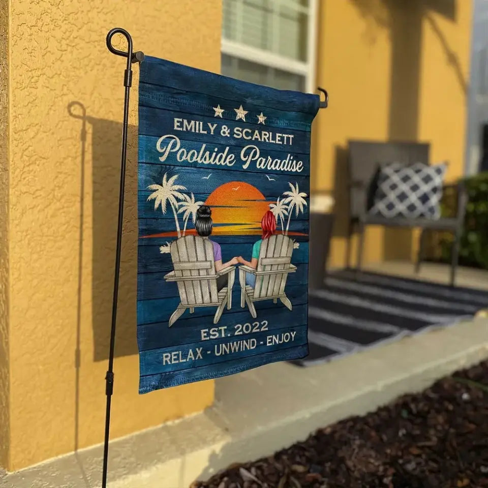 Personalized Flag For Swimming Pool Zone Decor - Perfect Gift For Housewarming, Birthday, Anniversary For Couple