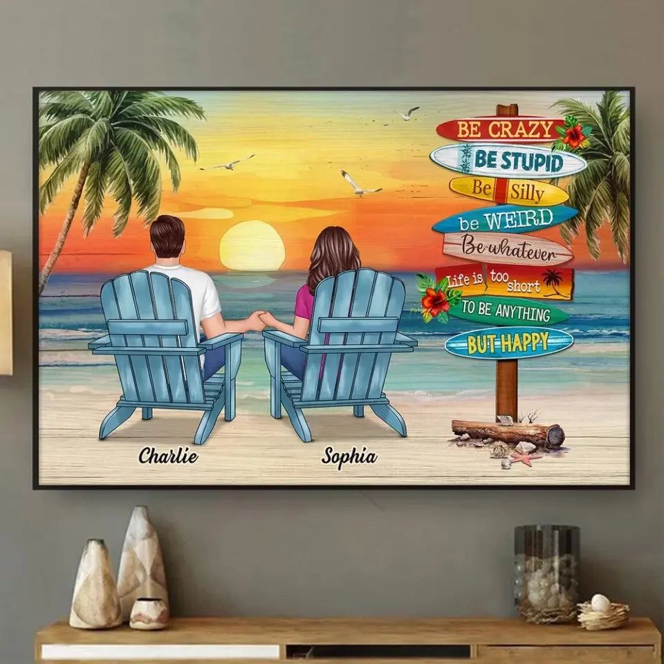 Summer Couple Sitting Be Happy Personalized Poster