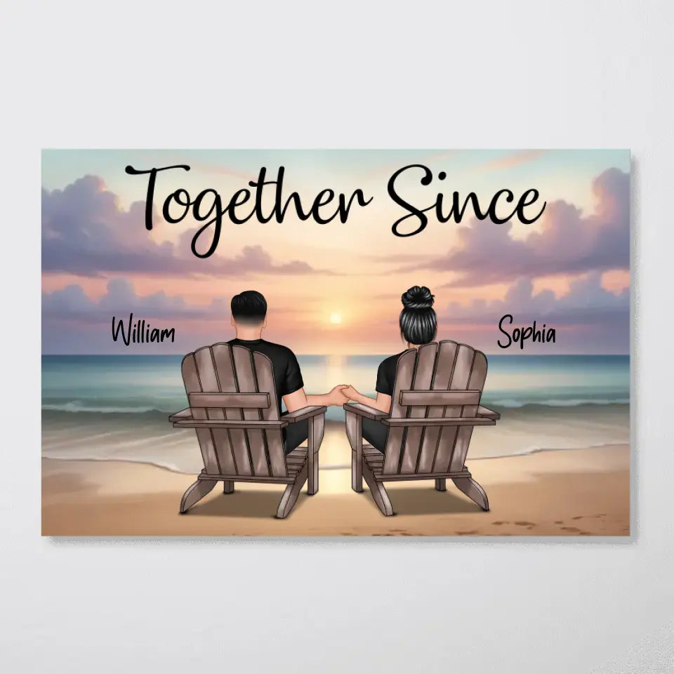 Eternal Sunset Personalized Beach Landscape Couple Poster, Anniversary Gift For Couple, For Him, For Her