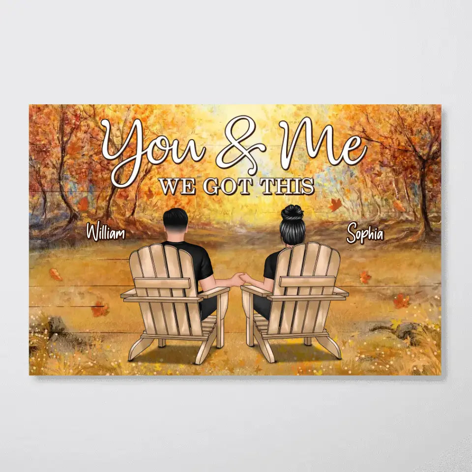 Fall Season Couple Back View Personalized Horizontal Poster
