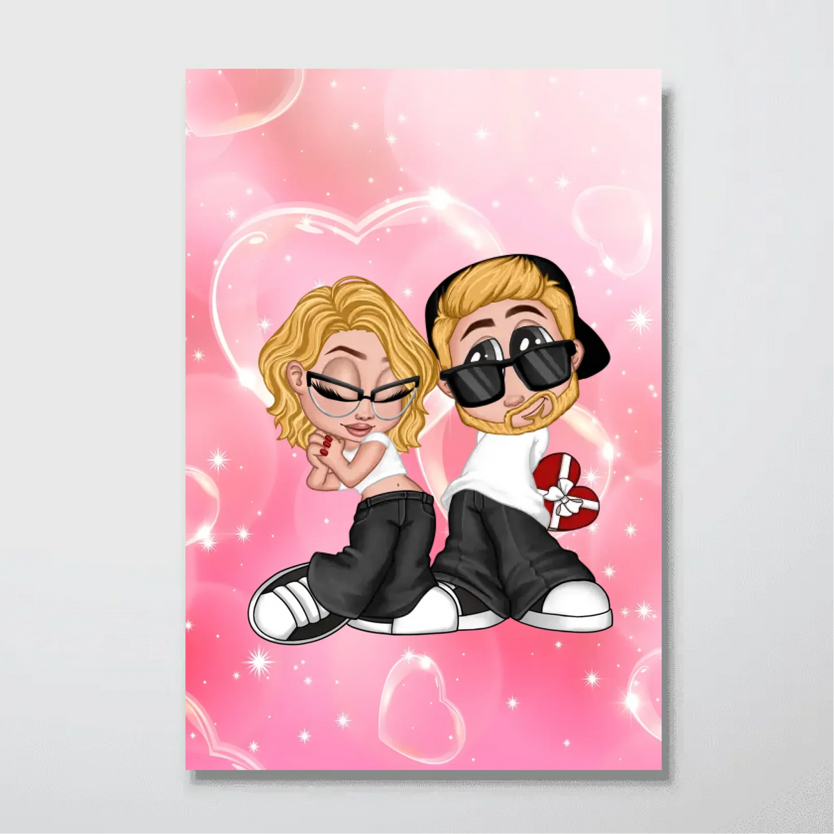 Y2K Couple Personalized Poster - Romantic Gift For Him, For Her