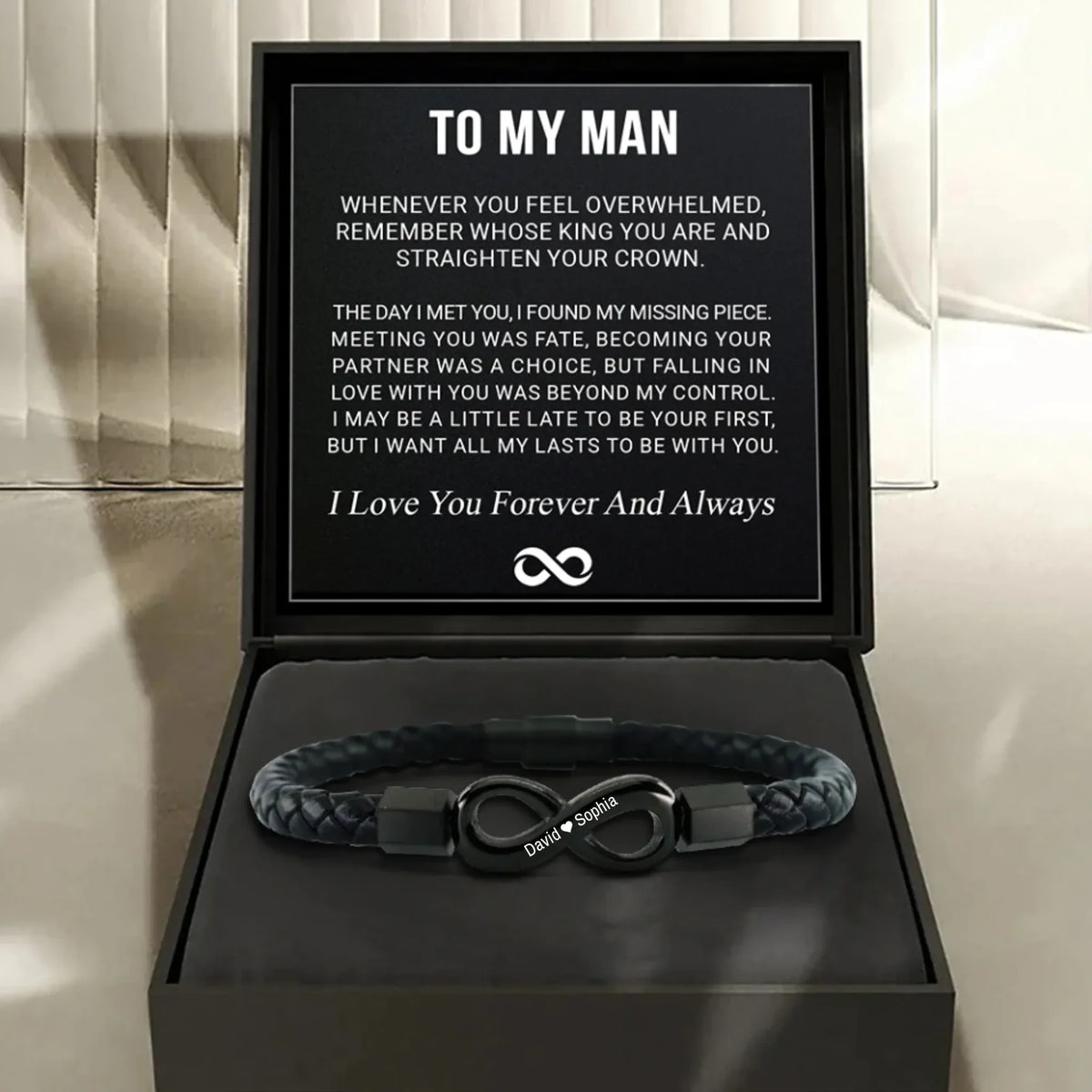 To My Man - Infinity Personalized Bracelet - Anniversary Gift For Husband