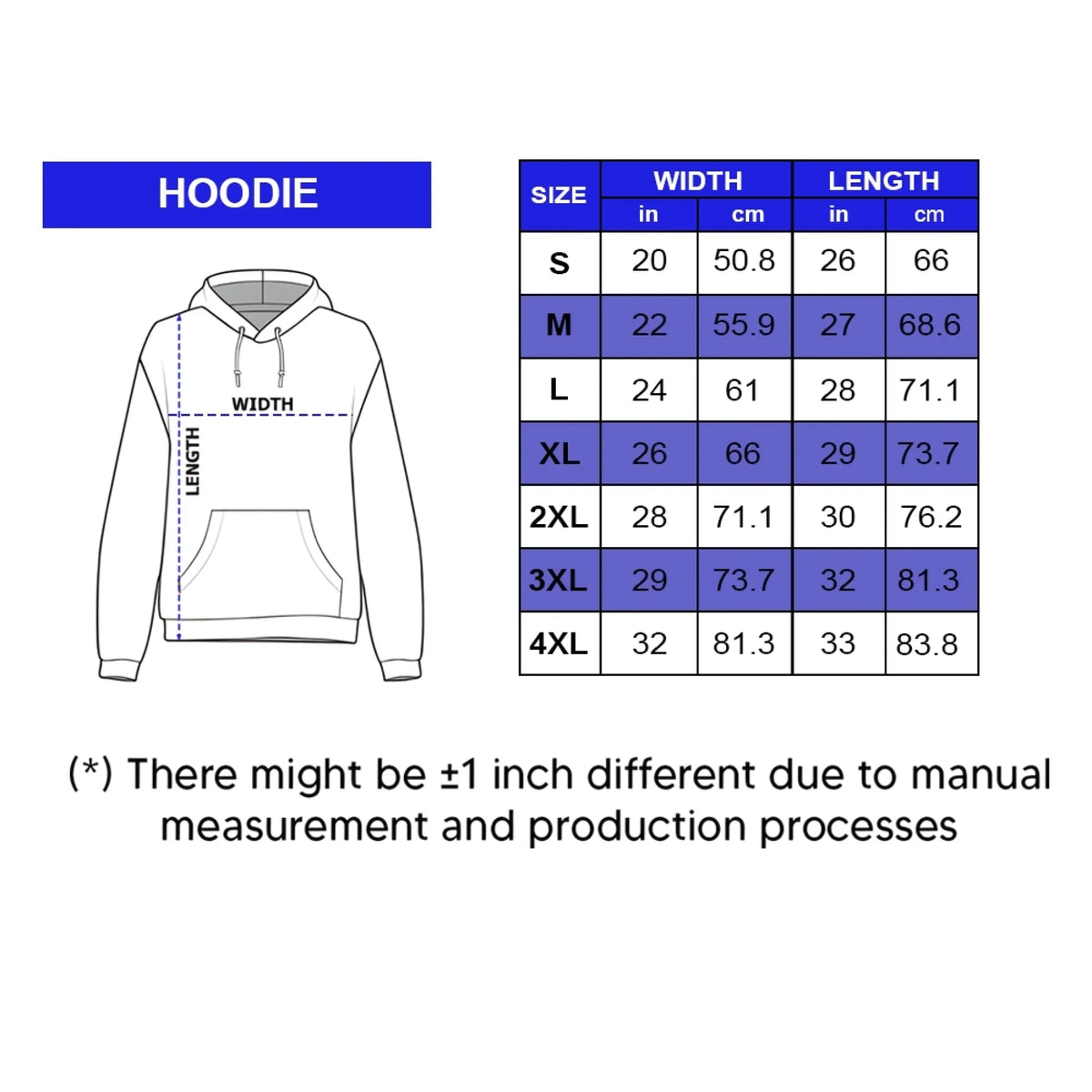 Hoodie Size Chart
