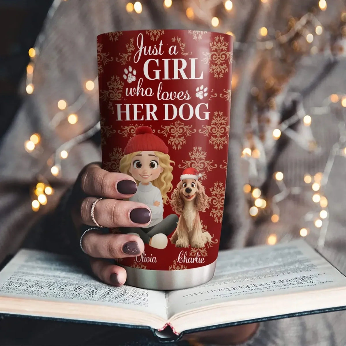 Toile Dog Cartoon Christmas - Personalized Custom Tumbler