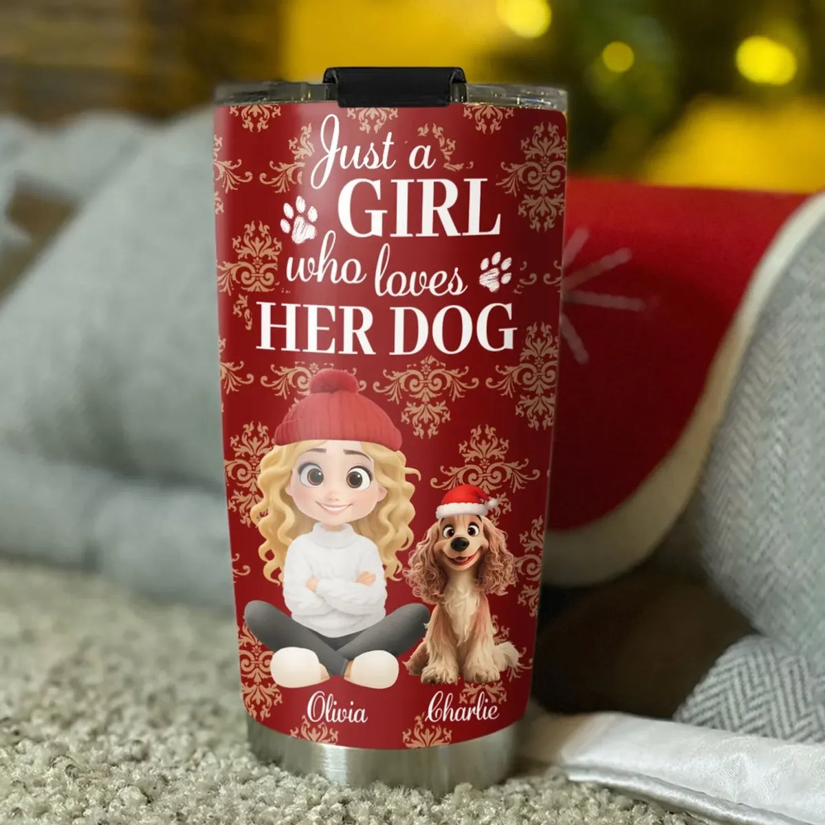 Toile Dog Cartoon Christmas - Personalized Custom Tumbler