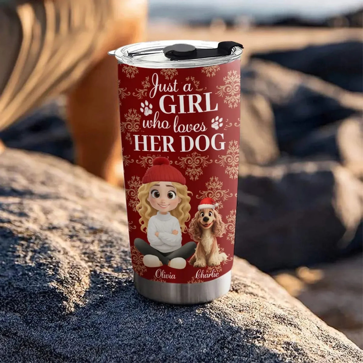 Toile Dog Cartoon Christmas - Personalized Custom Tumbler