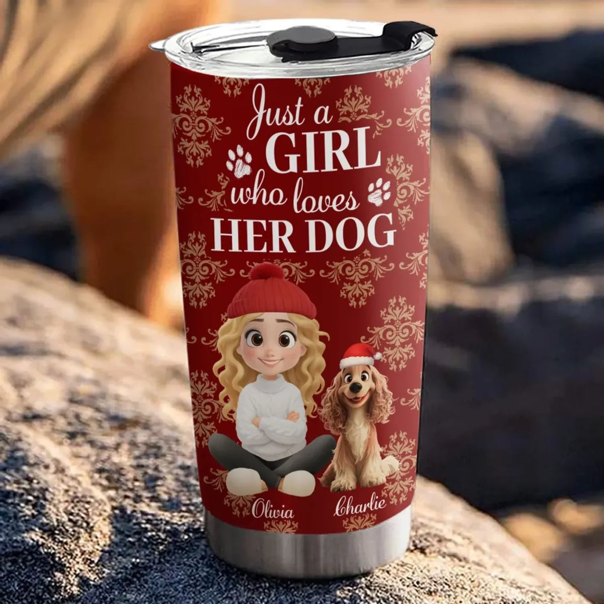 Toile Dog Cartoon Christmas - Personalized Custom Tumbler