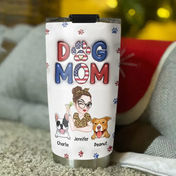 Lovely Dog Mom - Personalized Custom 3D Inflated Effect Tumbler