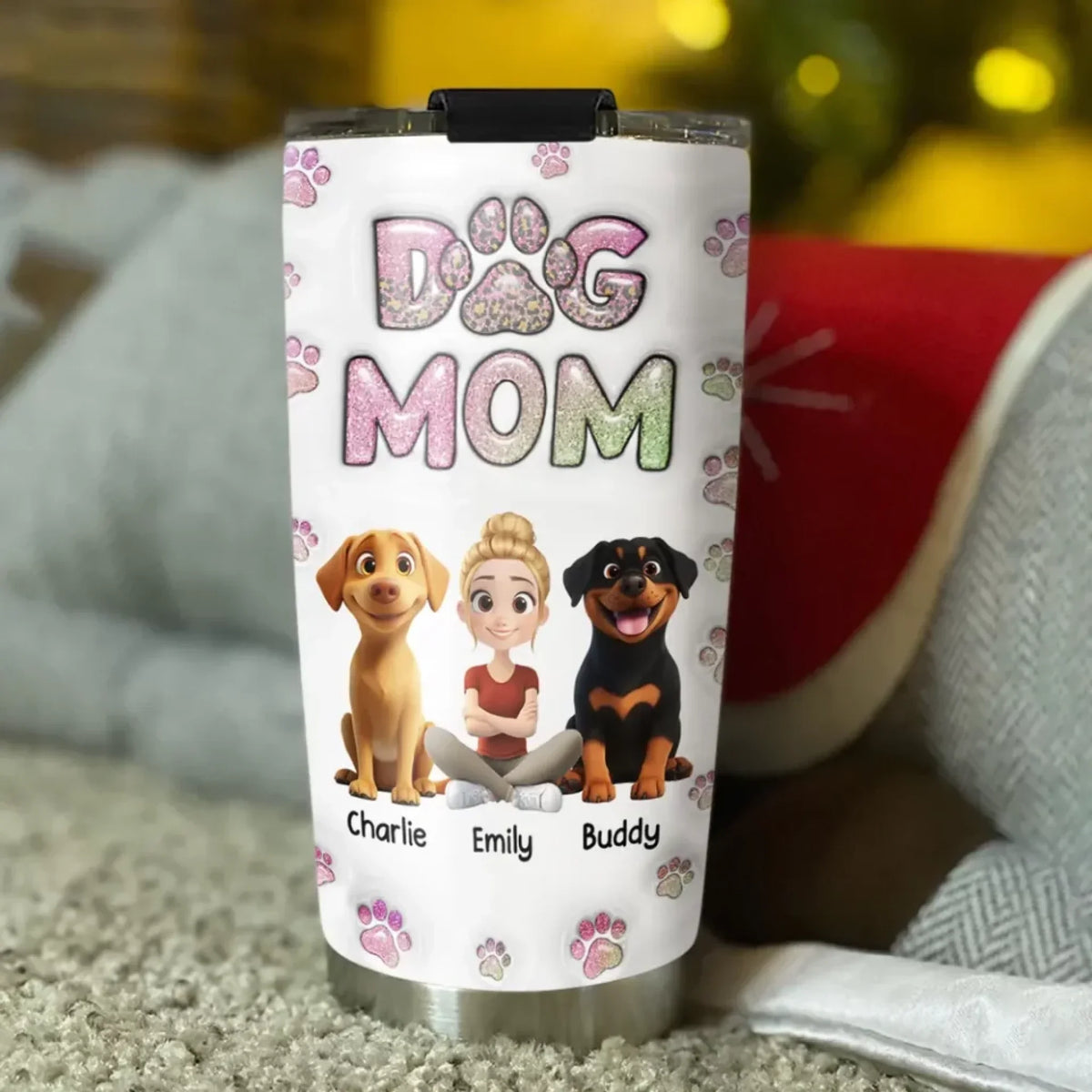 Dog Mom Lovely Chibi - Personalized Custom 3D Inflated Effect Tumbler