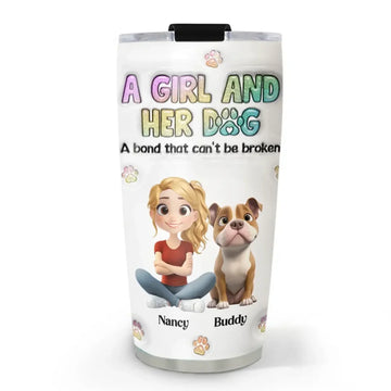 A Girl And Her Dog - Personalized Custom 3D Inflated Effect Tumbler