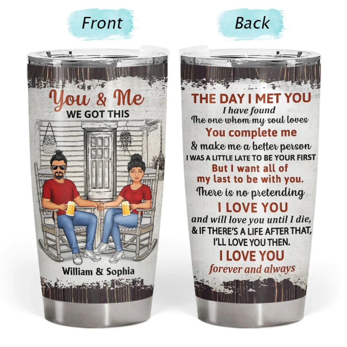 Personalized Tumbler Cup - The Day I Met You - Gift For Couples, Husband, Wife, Boyfriend, Girlfriend, Wedding Gift, Anniversary Gift