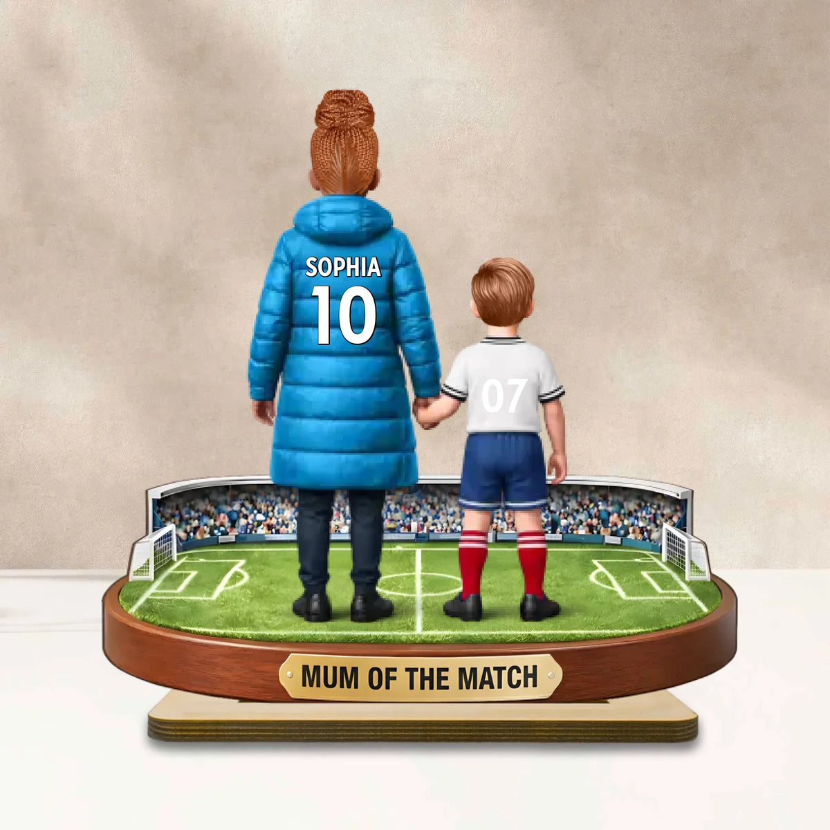 Mum Of The Match - Personalised 2-Layered Wooden Plaque – Gift For Football Mum