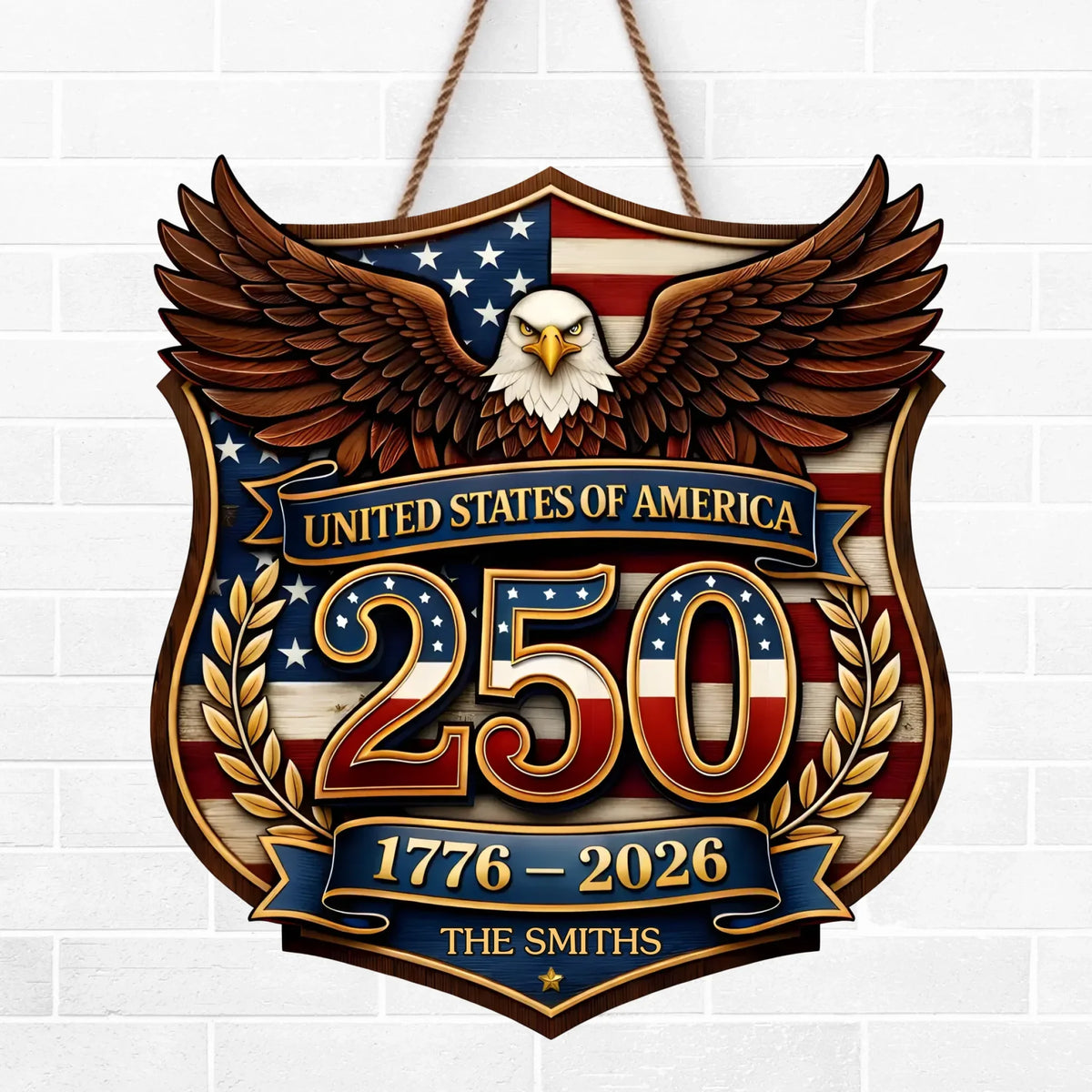 USA 250th Anniversary Eagle - Personalized Wood Sign