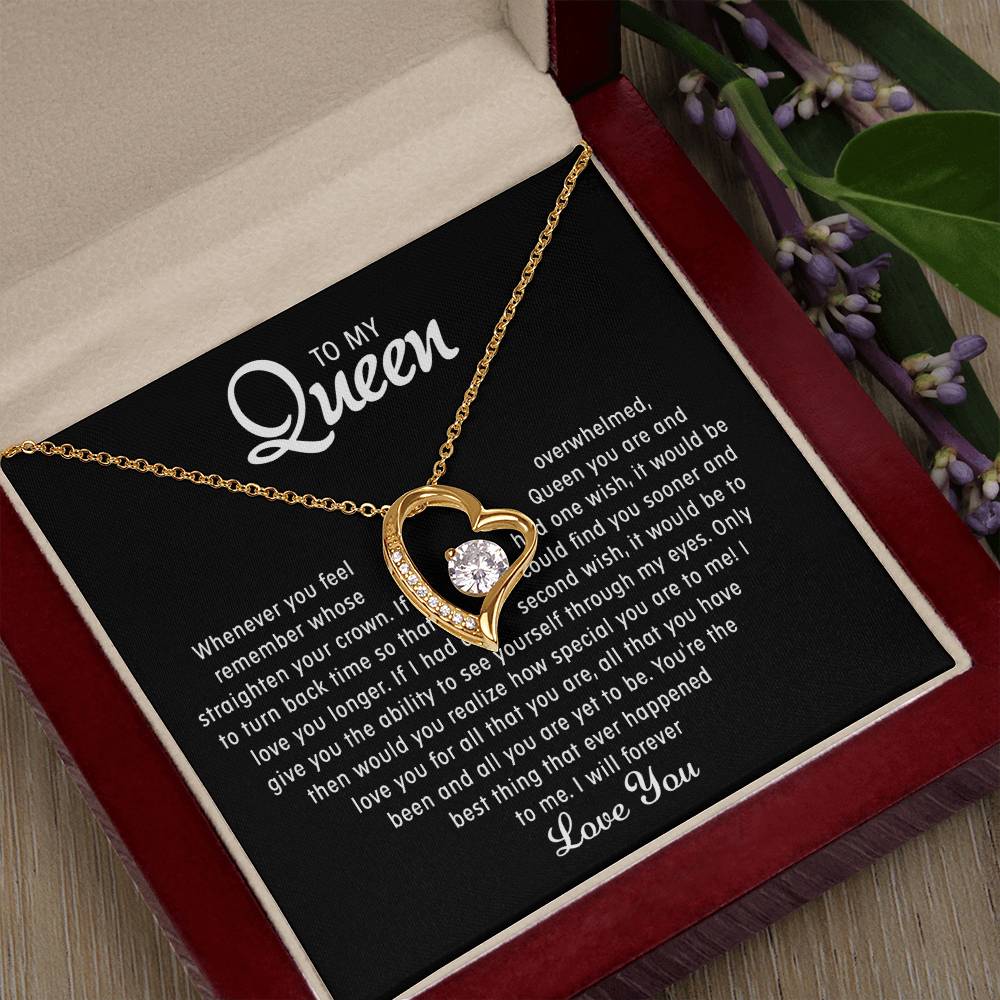 To My Queen | Love Heart Necklace | Premium Led Gift Box Set