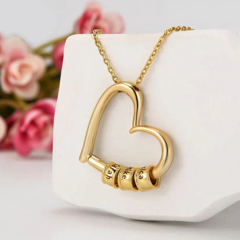 To My Wife - The Heart of the Family - Engraved Name Necklace