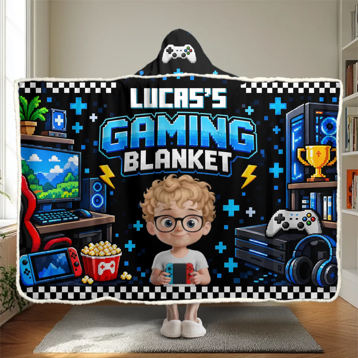 Mockup Wearable Hooded Blanket