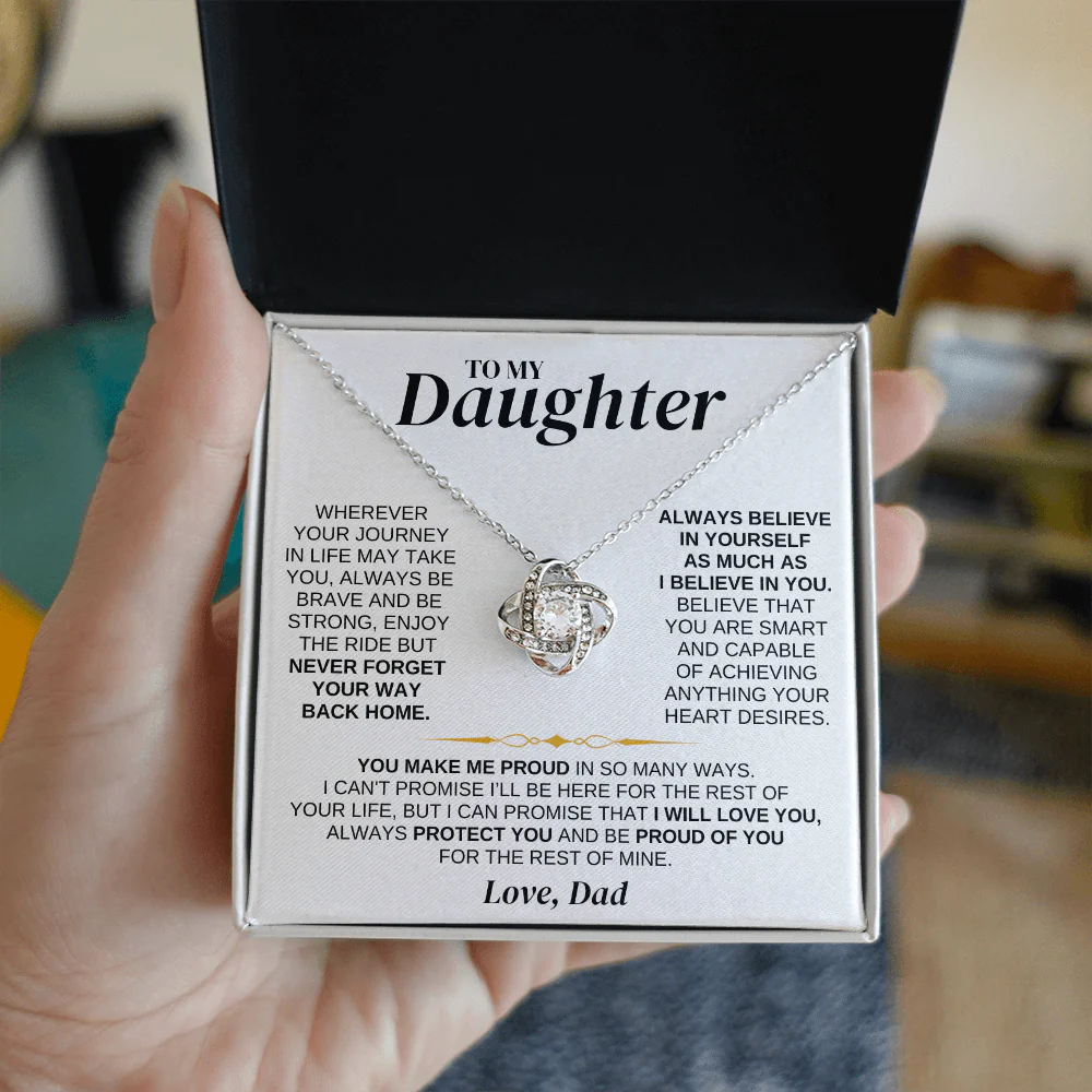 To My Daughter - From Dad - Love Knot Necklace Gift Set