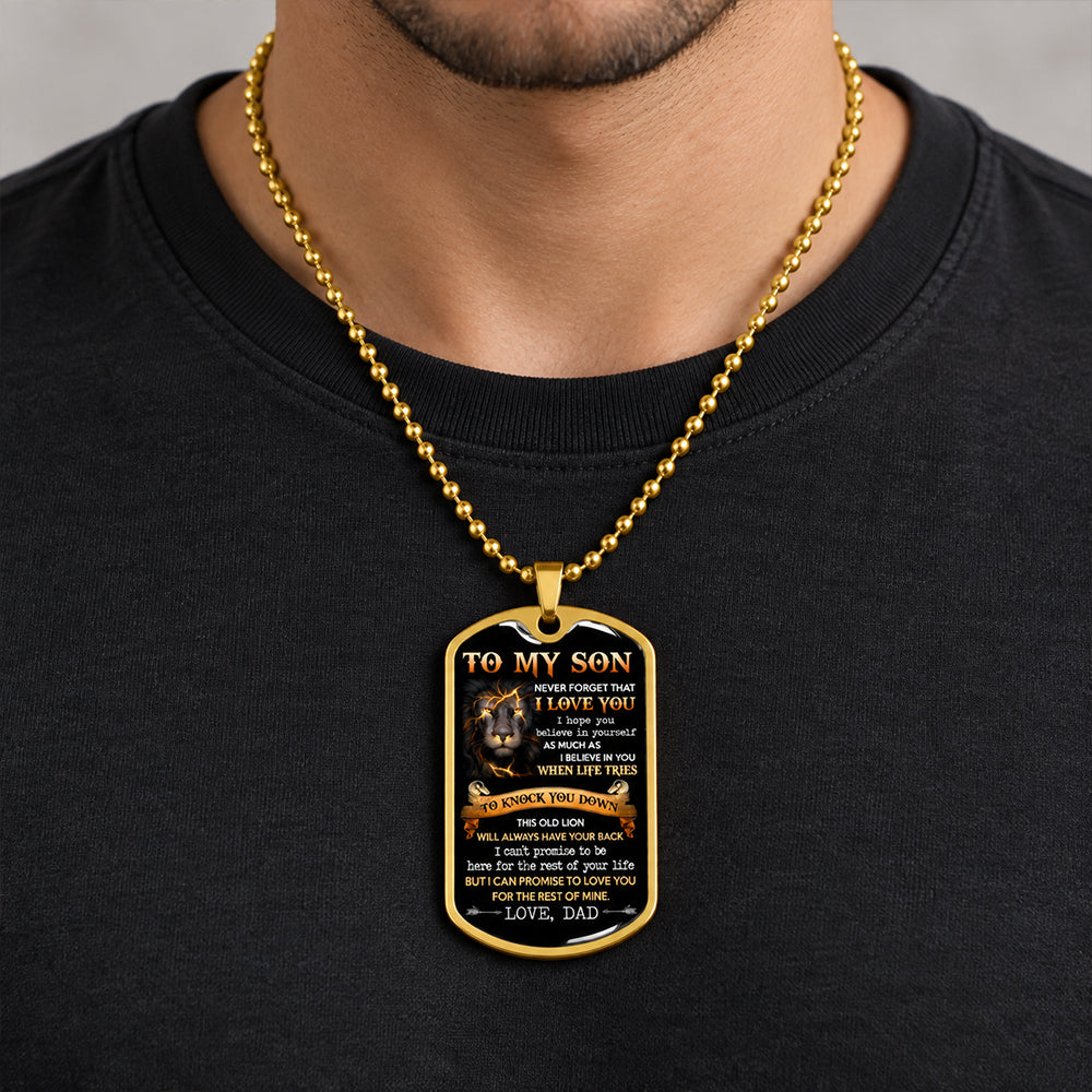 To My Son This Old Lion - Dog Tag Necklace Gift - Birthday Gift For Son