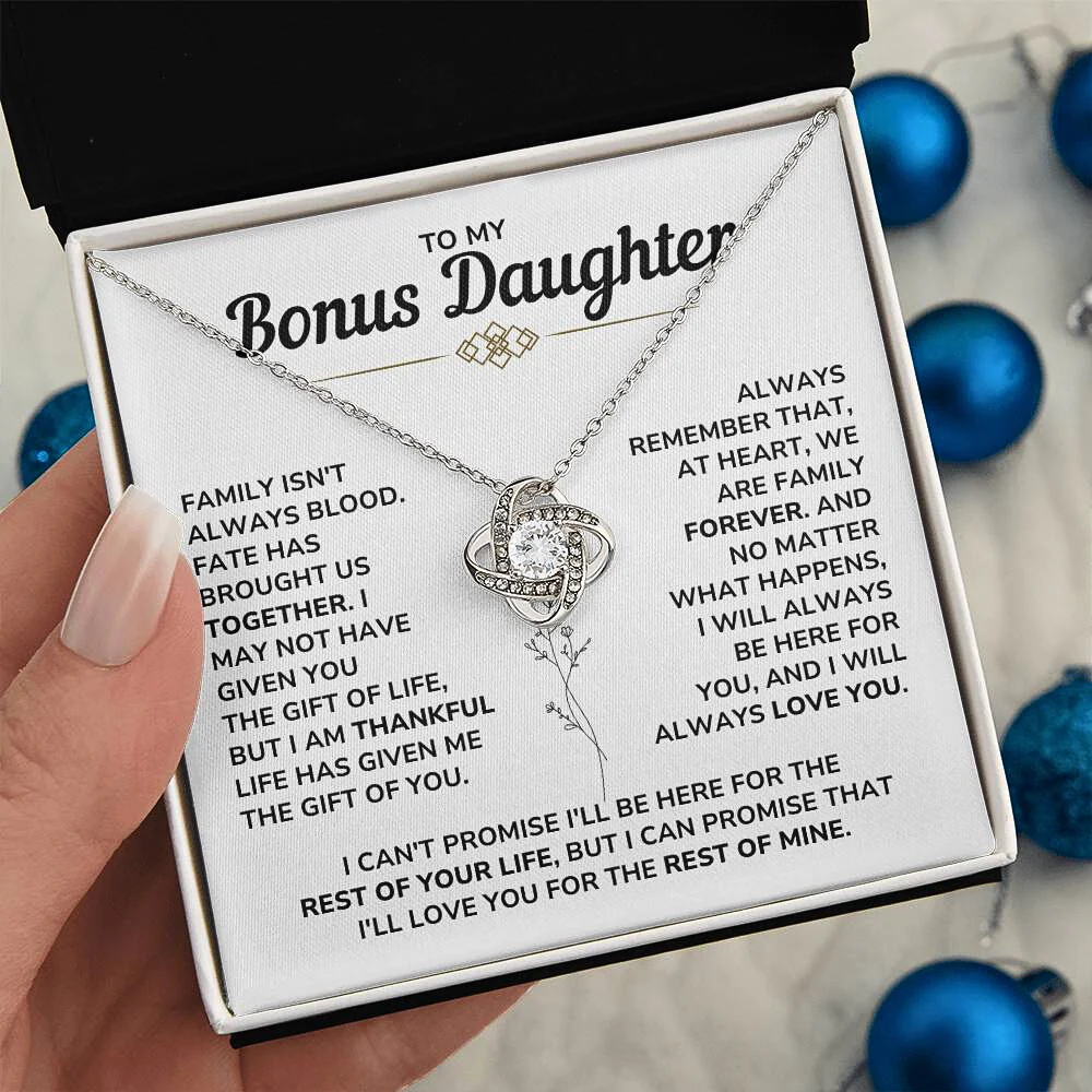 Always Family Forever - To My Bonus Daughter - Love Knot Necklace Gift Set