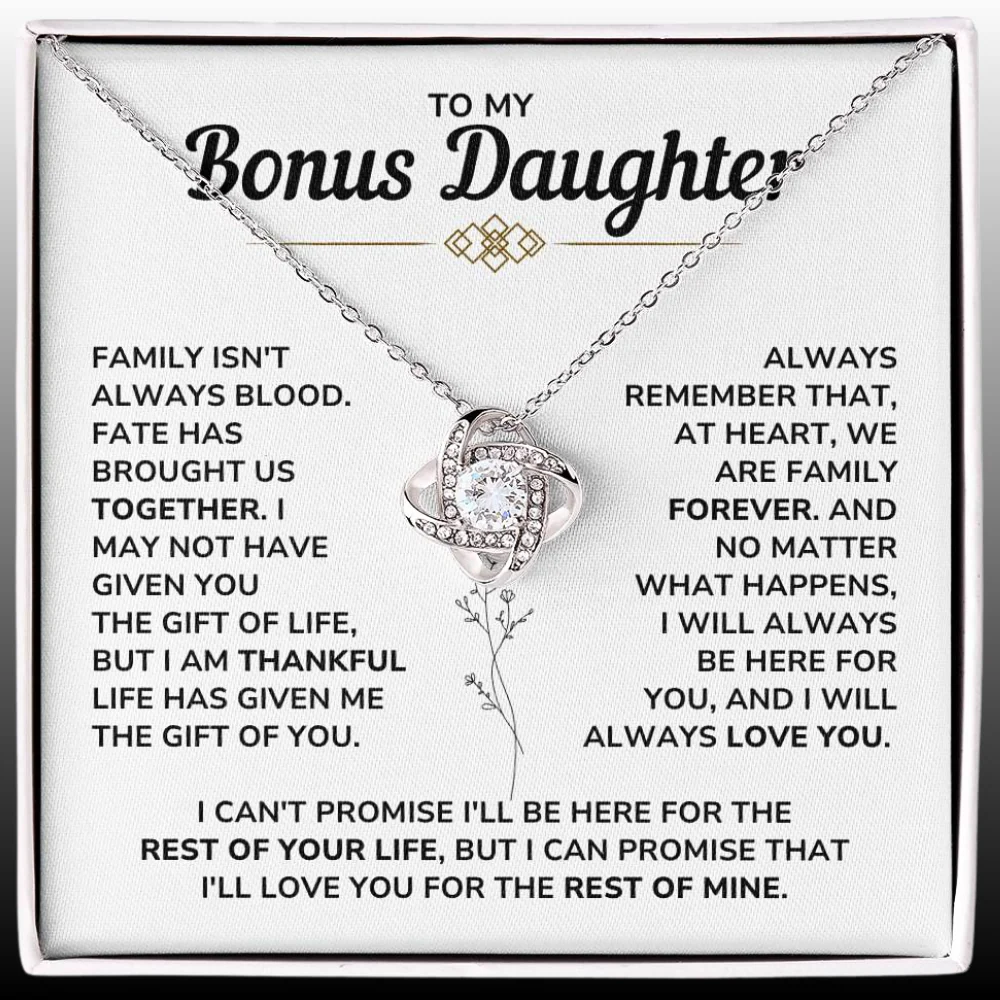 Always Family Forever - To My Bonus Daughter - Love Knot Necklace Gift Set