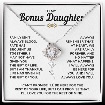 Always Family Forever - To My Bonus Daughter - Love Knot Necklace Gift Set