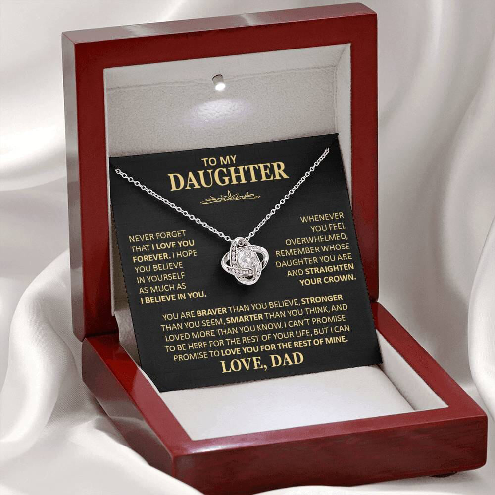 Beautiful Gift for Daughter From Dad "Never Forget That I Love You" Necklace Gift Set