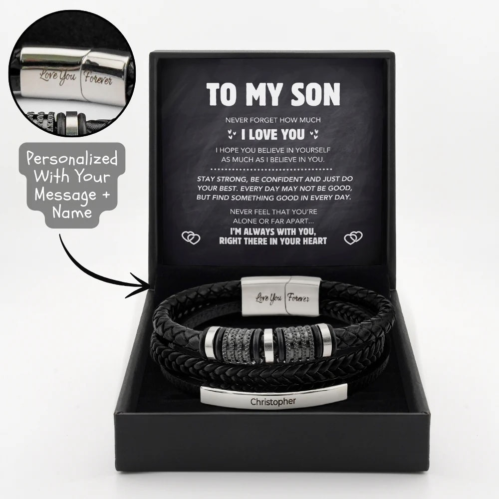 To My Son - Forever Connected - Son's Customized Bracelet