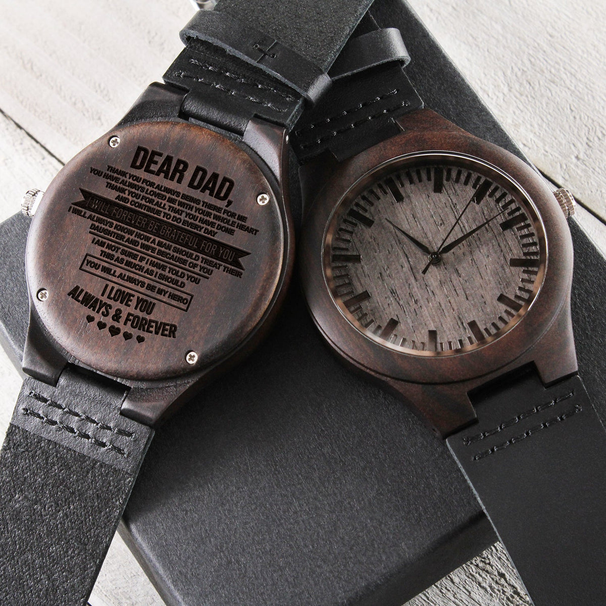 Dear Dad | Grateful For You | Engraved Wooden Watch
