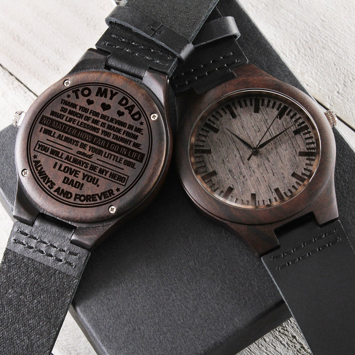To My Dad | My Hero | Engraved Wooden Watch