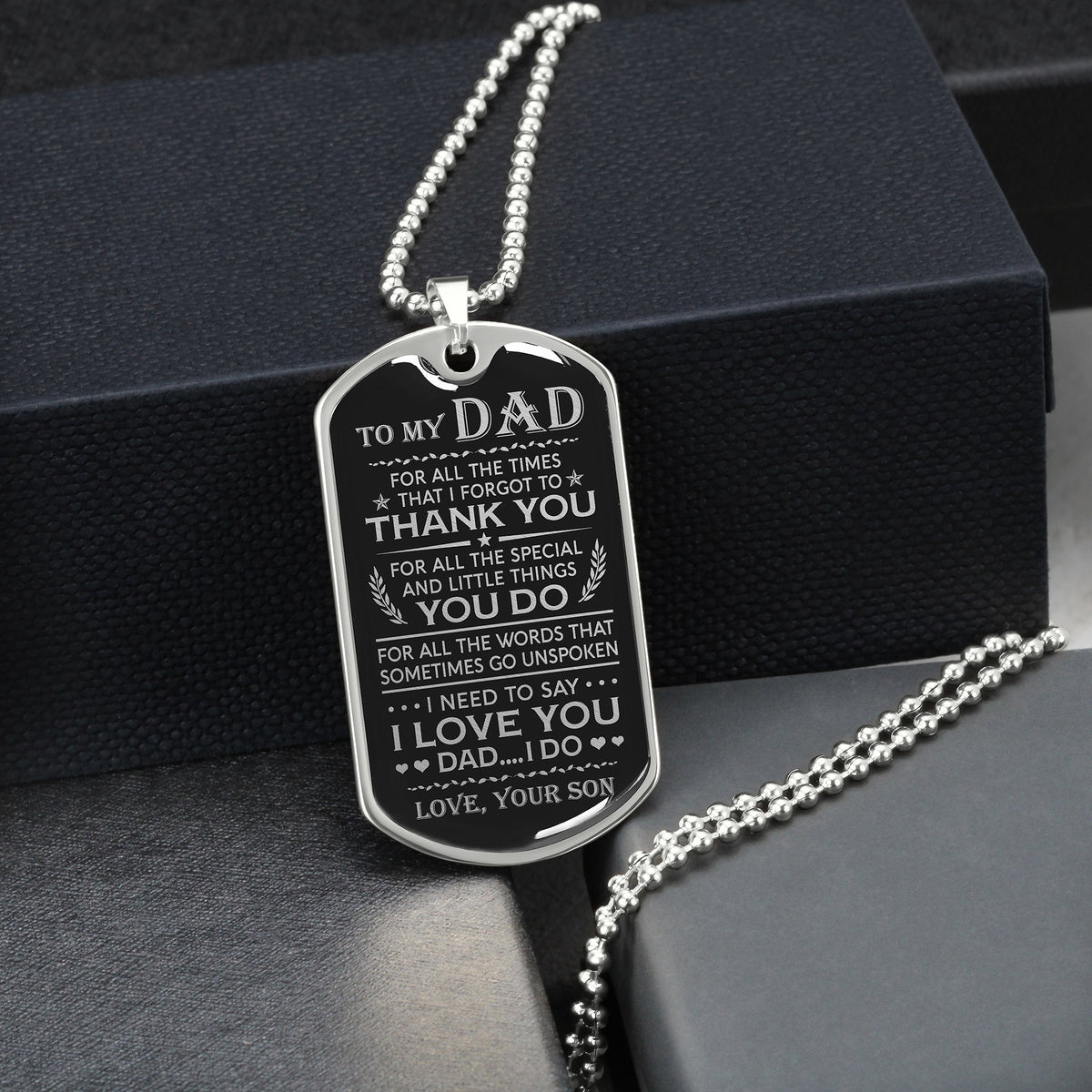 To My Dad For All The Times, Dog Tag Necklace, Gift For Dad From Son
