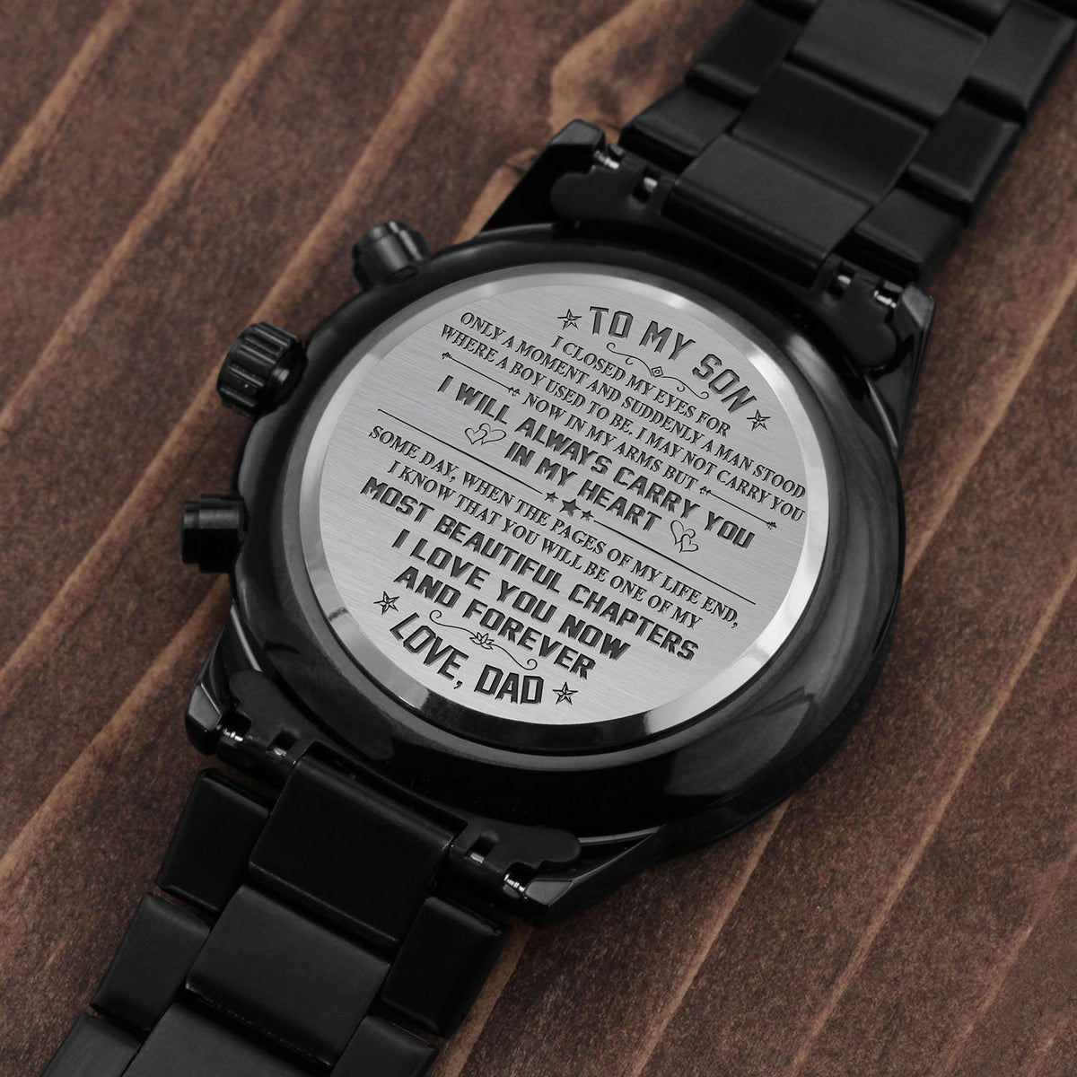 To My Son - Most Beautiful Chapter - Engraved Stainless Steel Watch Gift From Dad