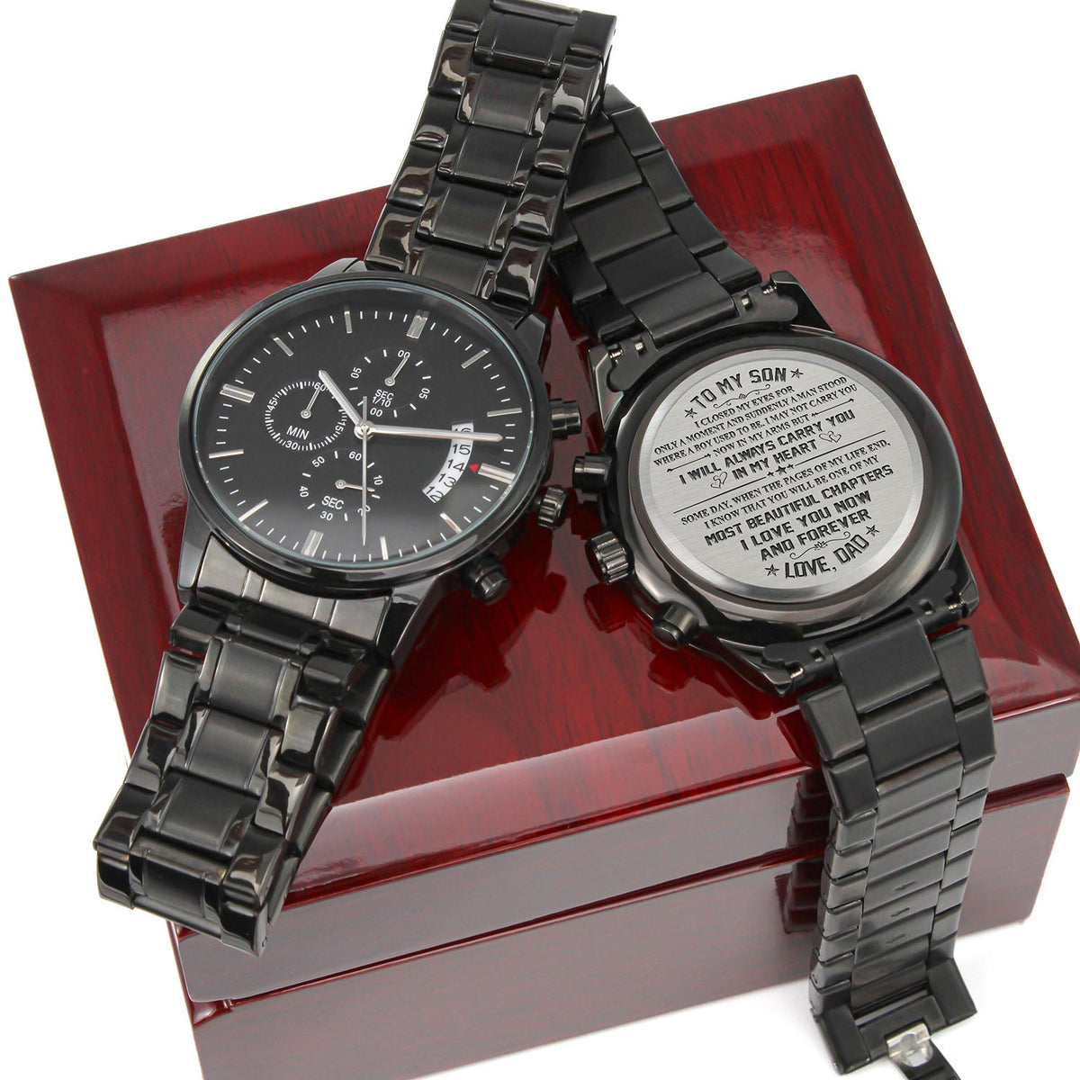 To My Son - Most Beautiful Chapter - Engraved Stainless Steel Watch Gift From Dad
