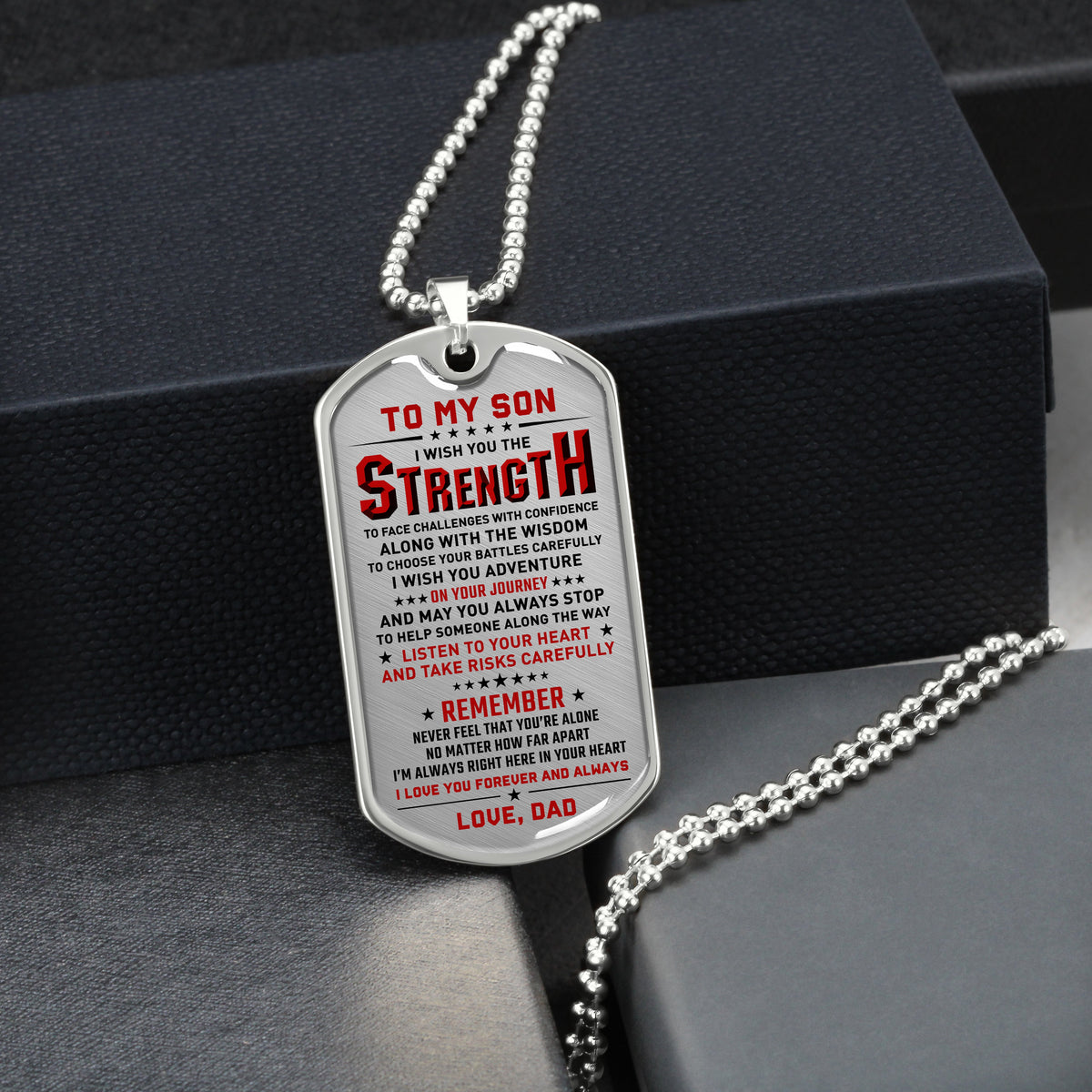 To My Son - I Love You Forever And  Always, DogTag Necklace Gift