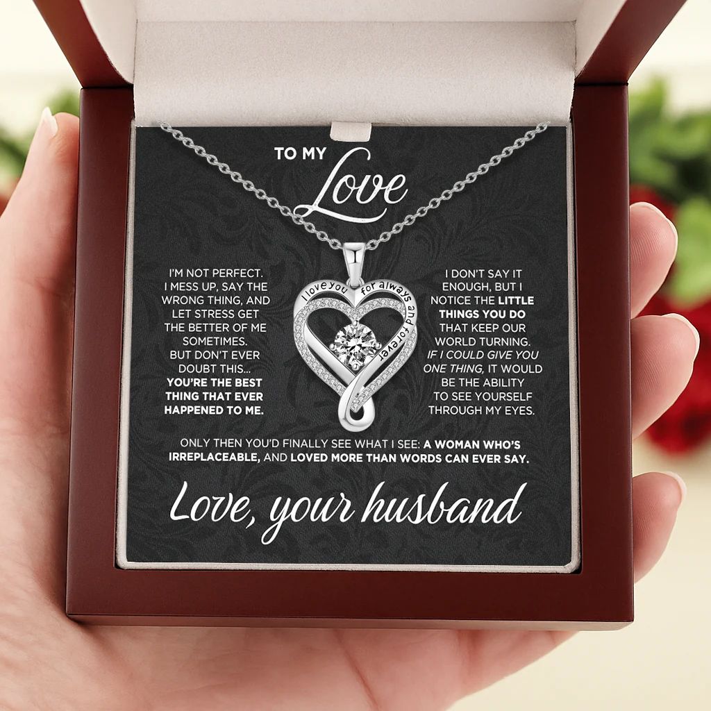 To My Love | Engraved Heart Necklace for Wife | Premium Gift Box Set