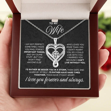 To My Wife Heart Pendant Necklace - Love Message Jewelry - Romantic Gift For Wife