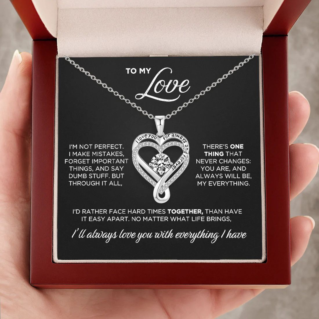 To My Love | I'm Not Perfect | Infinity Heart Necklace