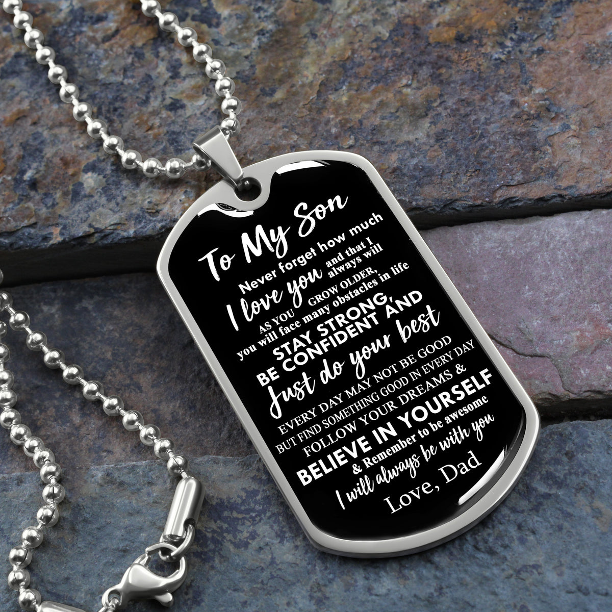 To My Son From Dad | I Will Always Be With You | Dog Tag Necklace | Gift For Son