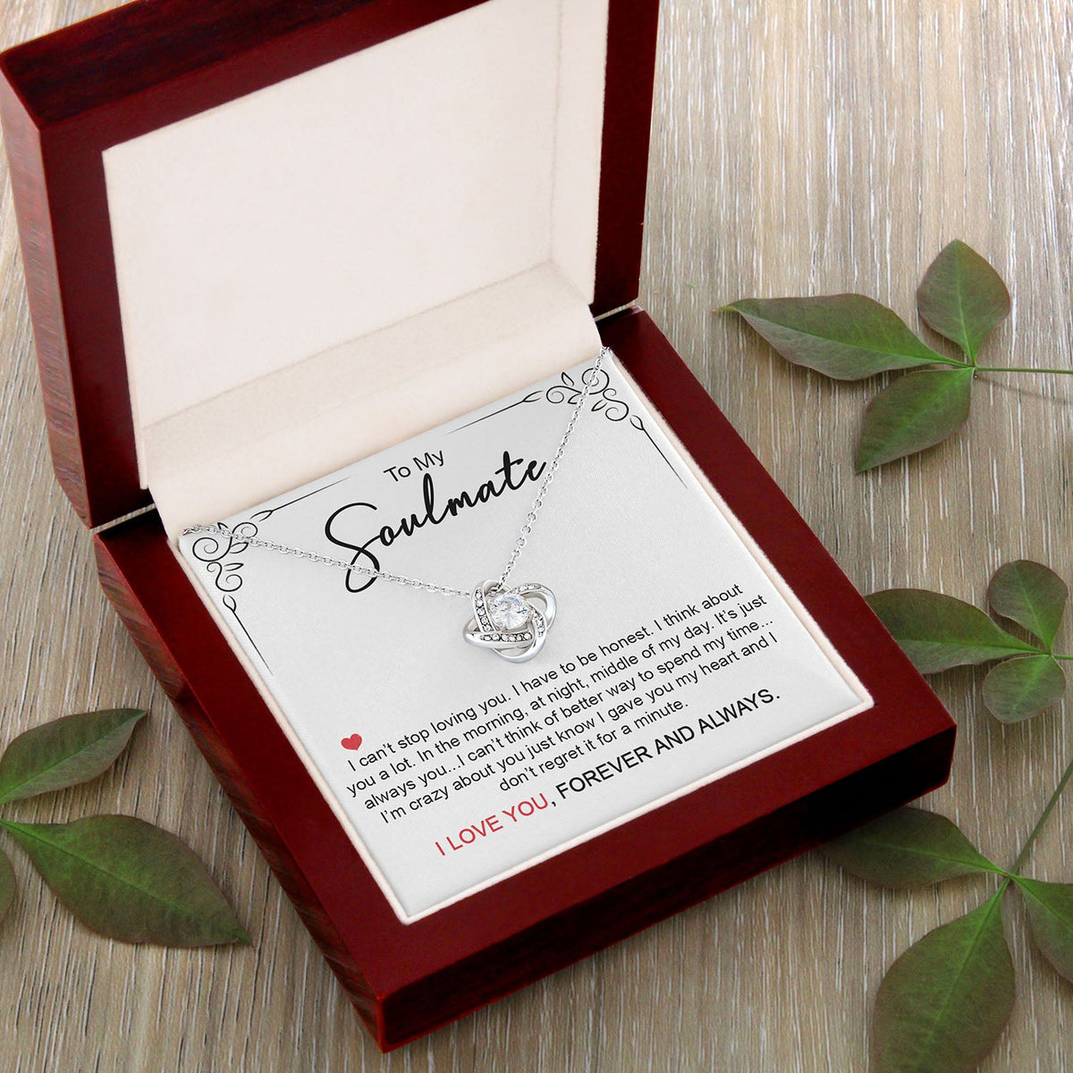 To My Soulmate | I Can't Stop Loving You | Love Knot Necklace.