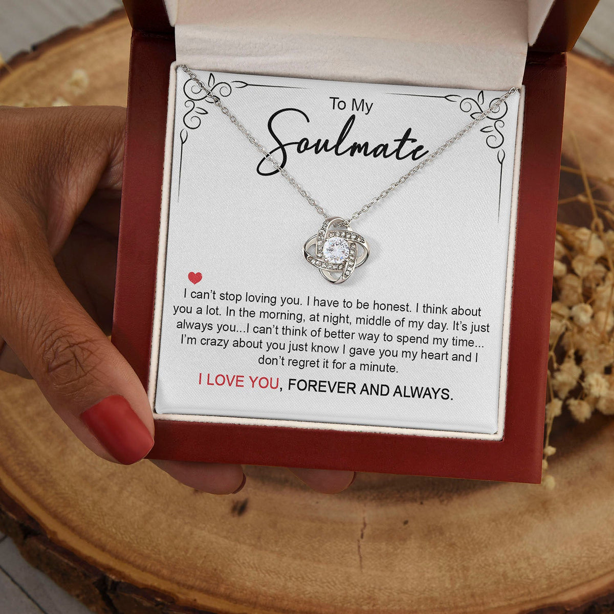 To My Soulmate | I Can't Stop Loving You | Love Knot Necklace.