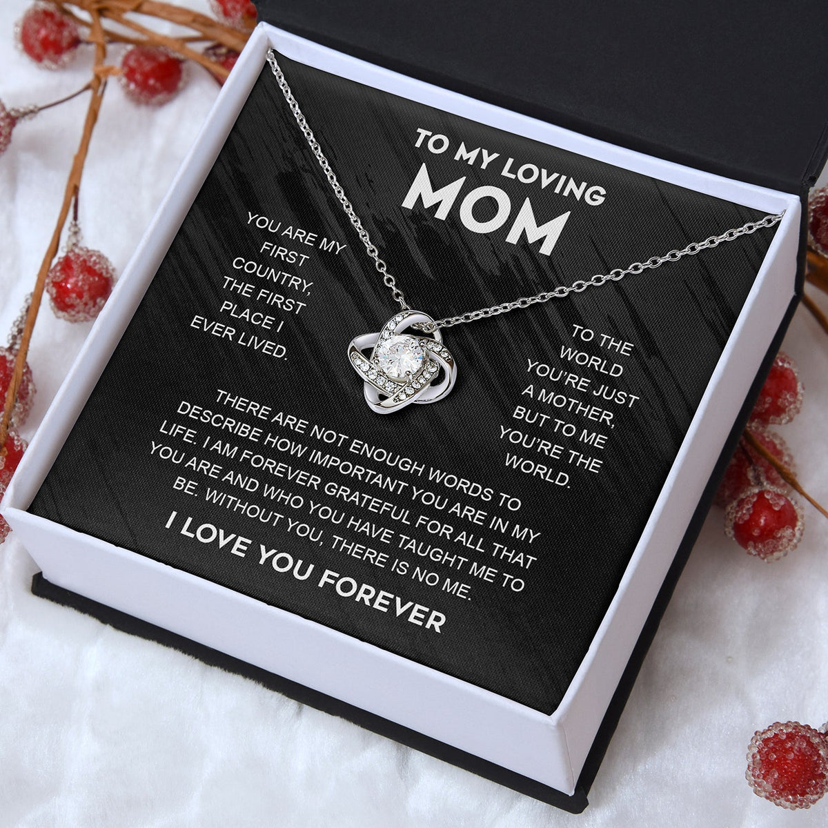 To My Loving Mom | You Are My First Country | Love Knot Necklace