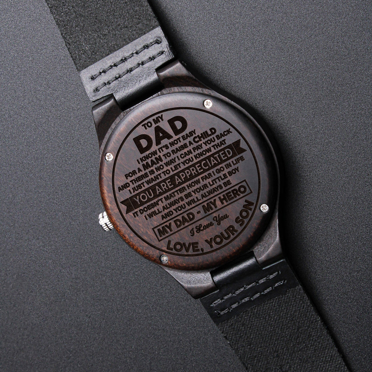 My Dad My Hero | Engraved Wooden Watch | Gift For Dad From Son