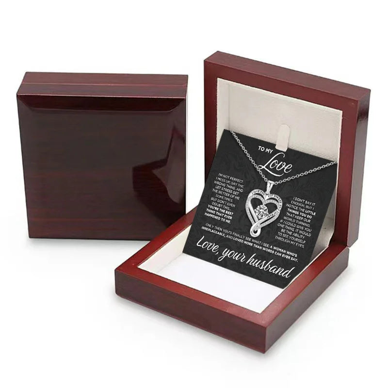 To My Love | Engraved Heart Necklace for Wife | Premium Gift Box Set