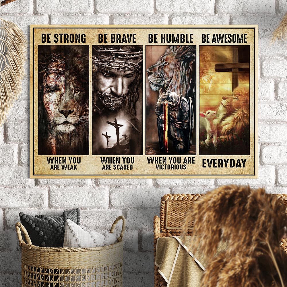 Be Awesome Everyday God Lion Framed Canvas - Wall Art Decor