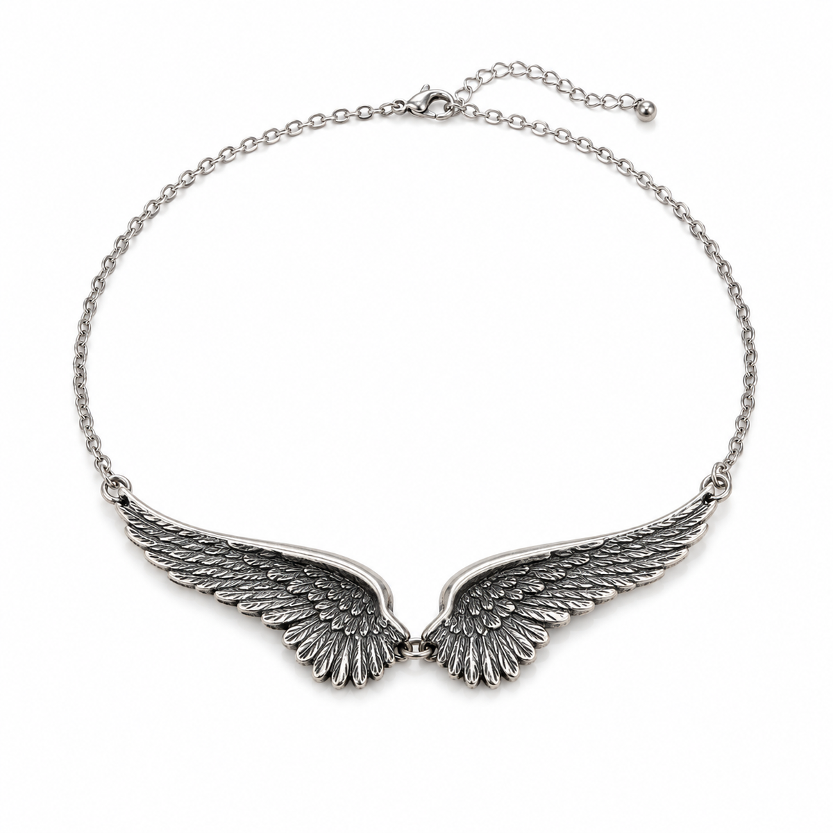 Vintage Angel Wing Necklace for Women – Silver Feather Wings Pendant Jewelry Gift