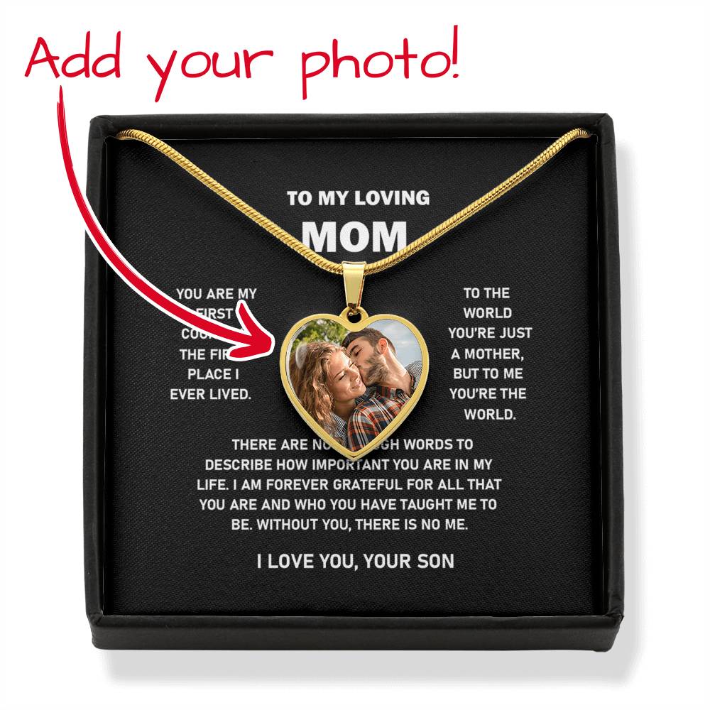 Personalized Photo Heart Necklace For Mom, Custom Necklace Gift For Mom From Son on Mother's Day
