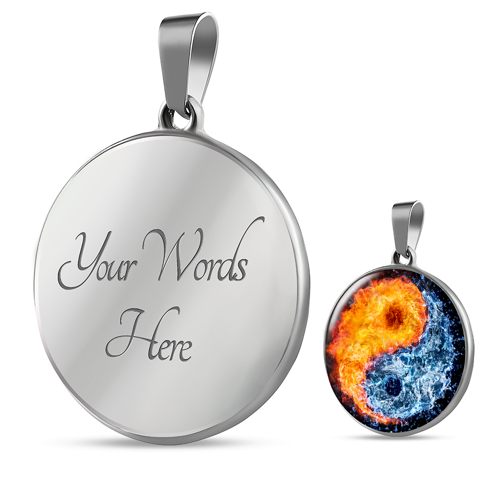 Yin Yang Fire Water | Circle Pendant Necklace