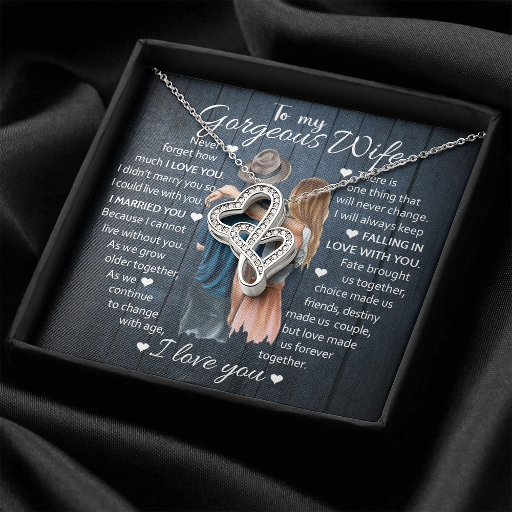 To My Wife | I Married You | Double Hearts Necklace